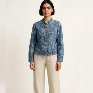 Lauren Ralph Lauren Blue Floral Button Down Shirt